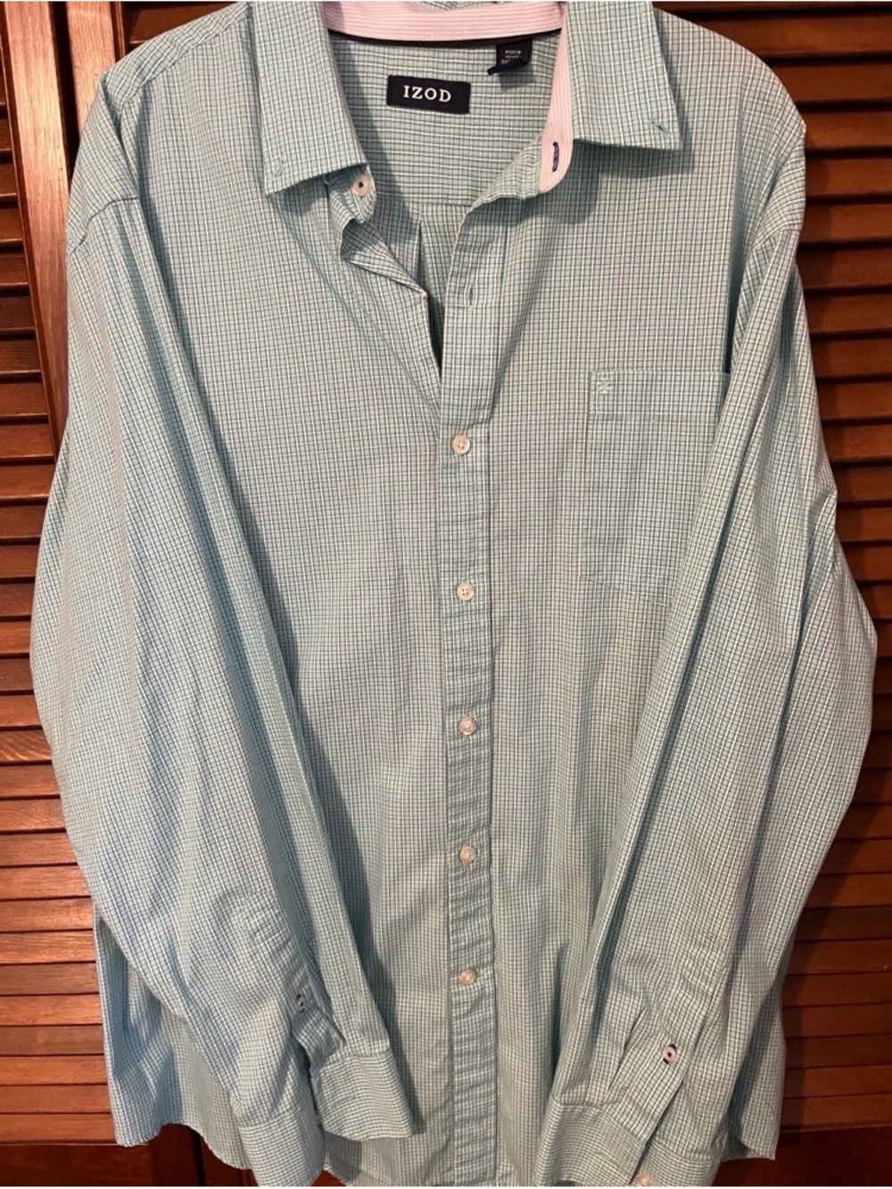 Izod Men's Green Micro-Check Button-Down Shirt